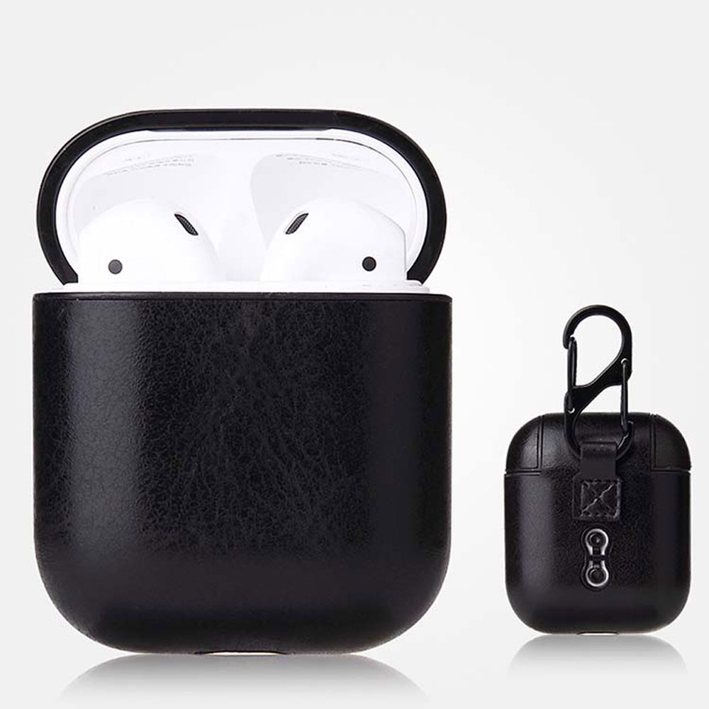 Airpod (2 / 1) PU LEATHER Cover Skin for Airpod Charging Case (Black)